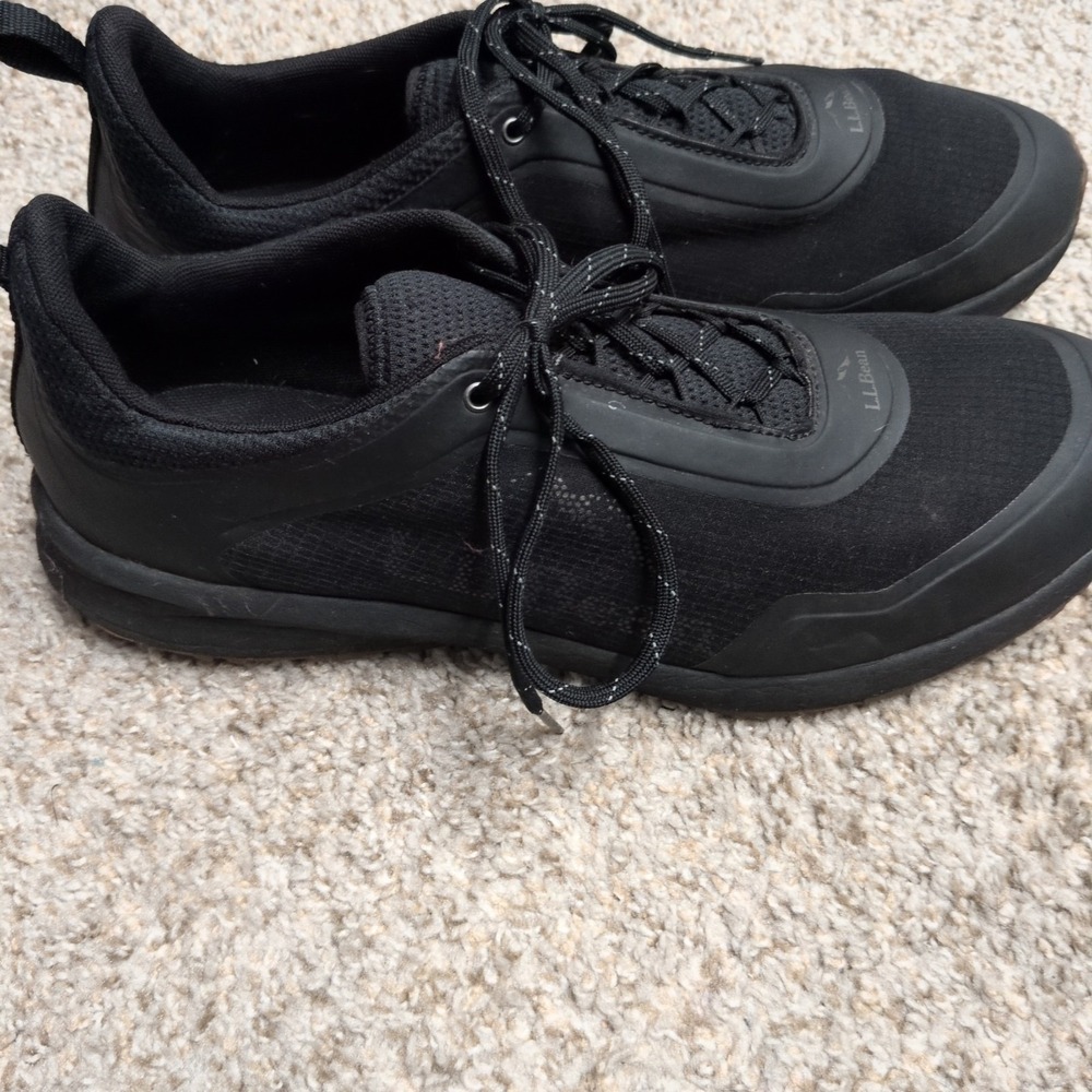 LL Bean Mens Triple Black Mesh‎ Low Trail Athletic Hiking Shoes
